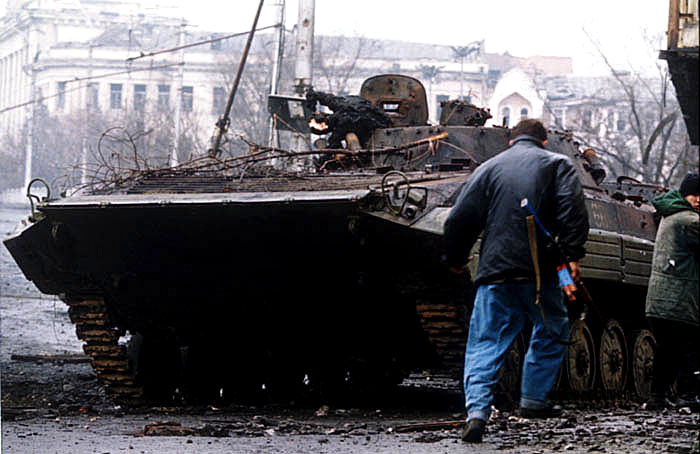 War scene in Chechnya
